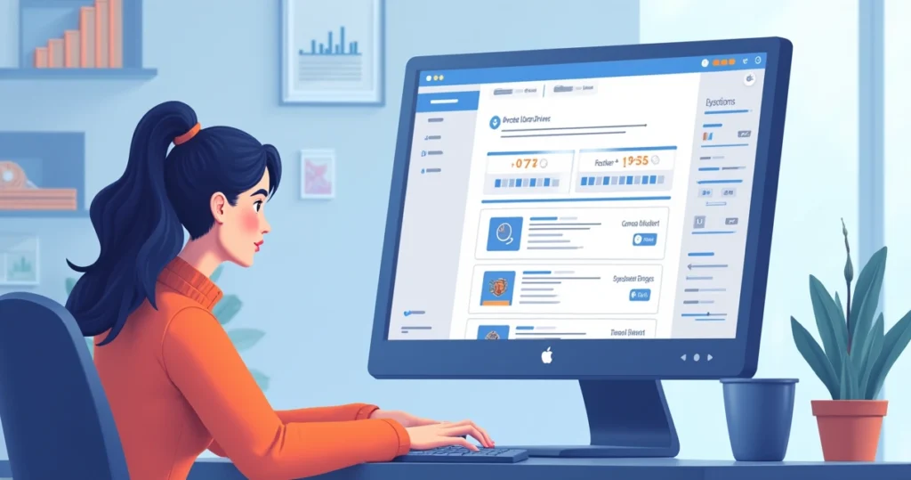 Pessoa atualizando drivers no computador usando software especializado em ambiente claro e moderno